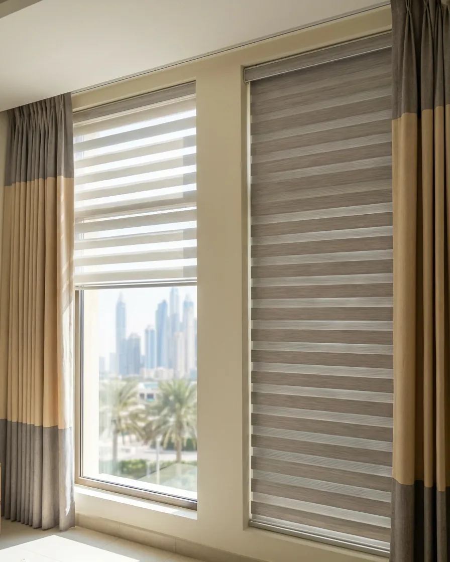 Day & Night Curtains fabric detail close-up, Curtain Designs Dubai