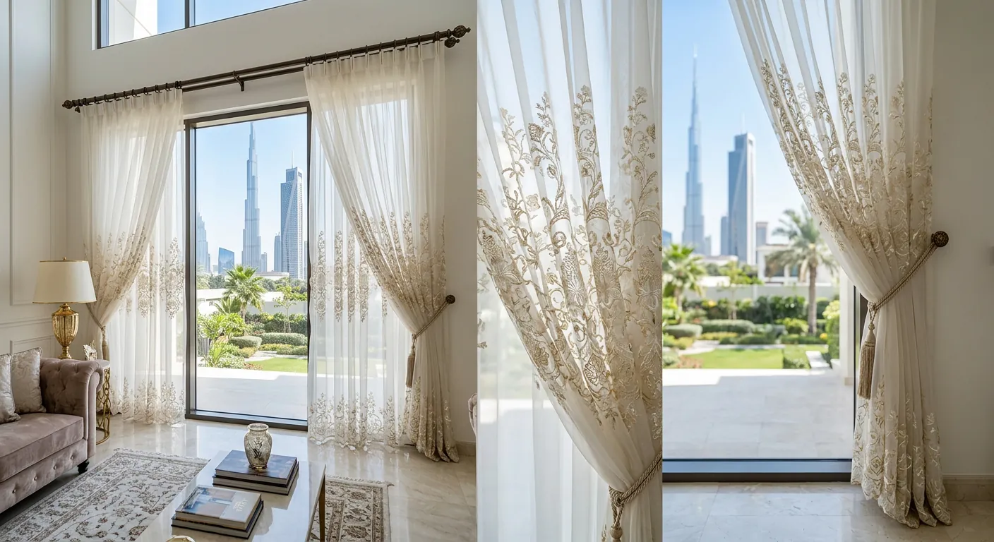 Elegant living room with sheer curtains