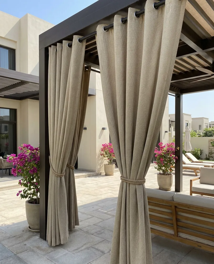 Outdoor Curtains fabric detail close-up, Curtain Designs Dubai